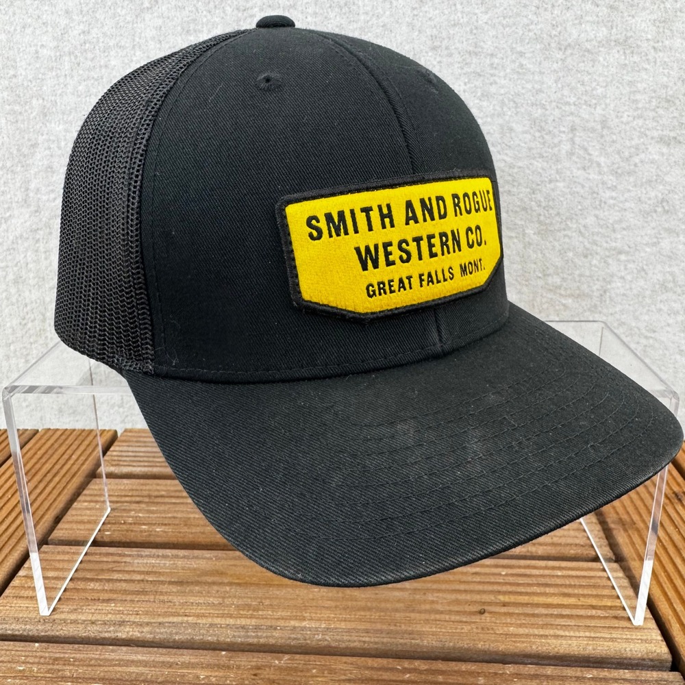 Smith and Rogue Western Co Great Falls Mont Black Mesh Snapback Trucker Hat
